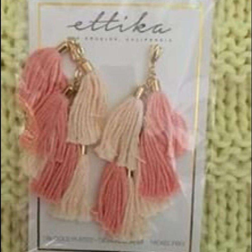 Brand new ettika tassel earrings peachy pink